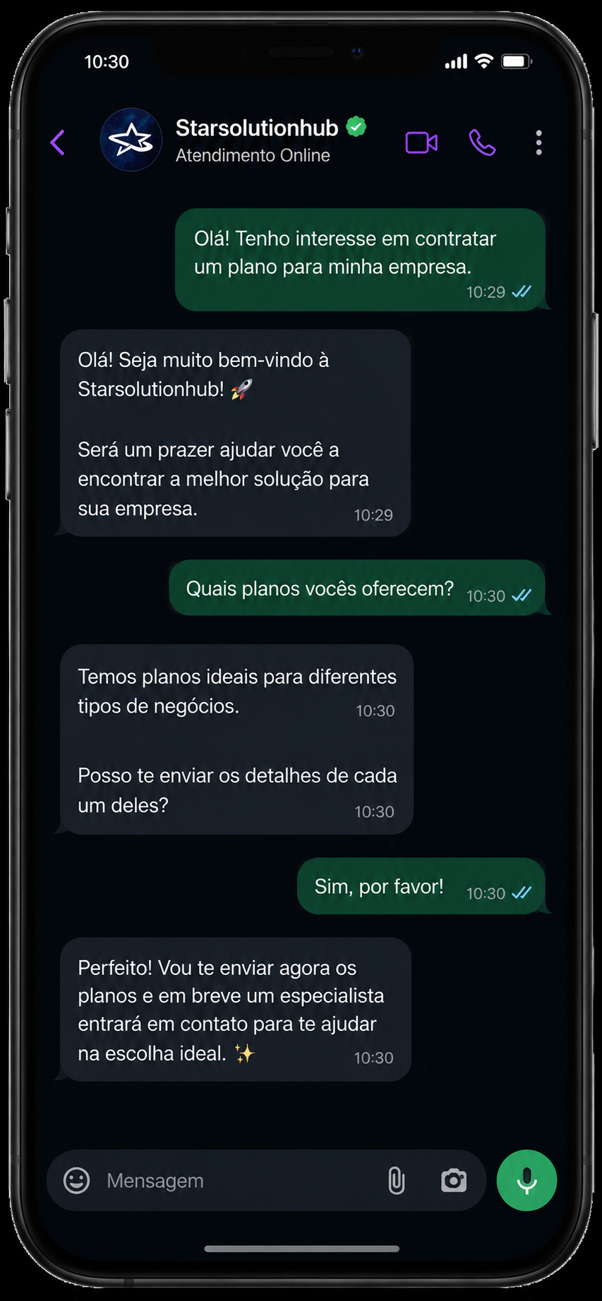 Imagem de celular com conversas do WhatsApp